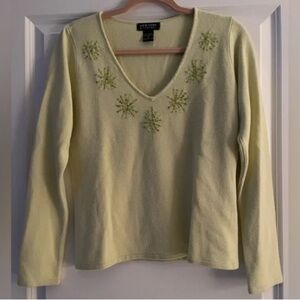 New York & Company Pastel Green V-Neck Sweater
